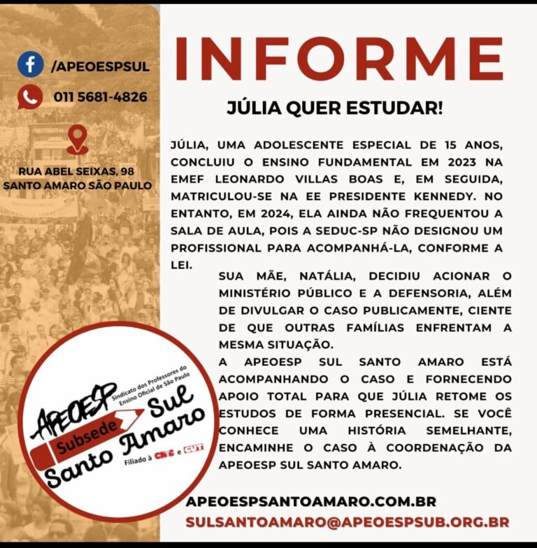 INFORME | Júlia quer estudar!