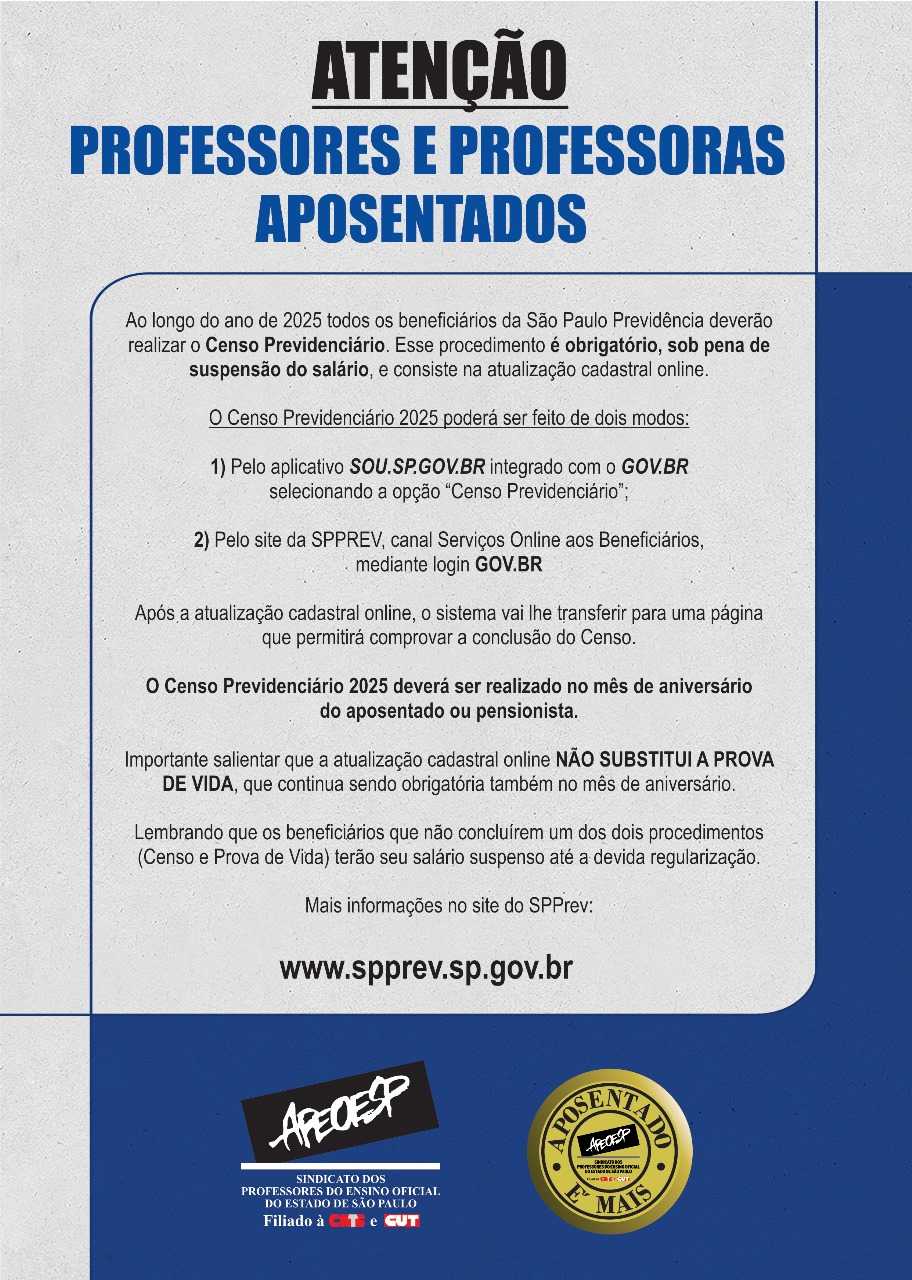 Recado importante: Professores e professoras aposentadas
