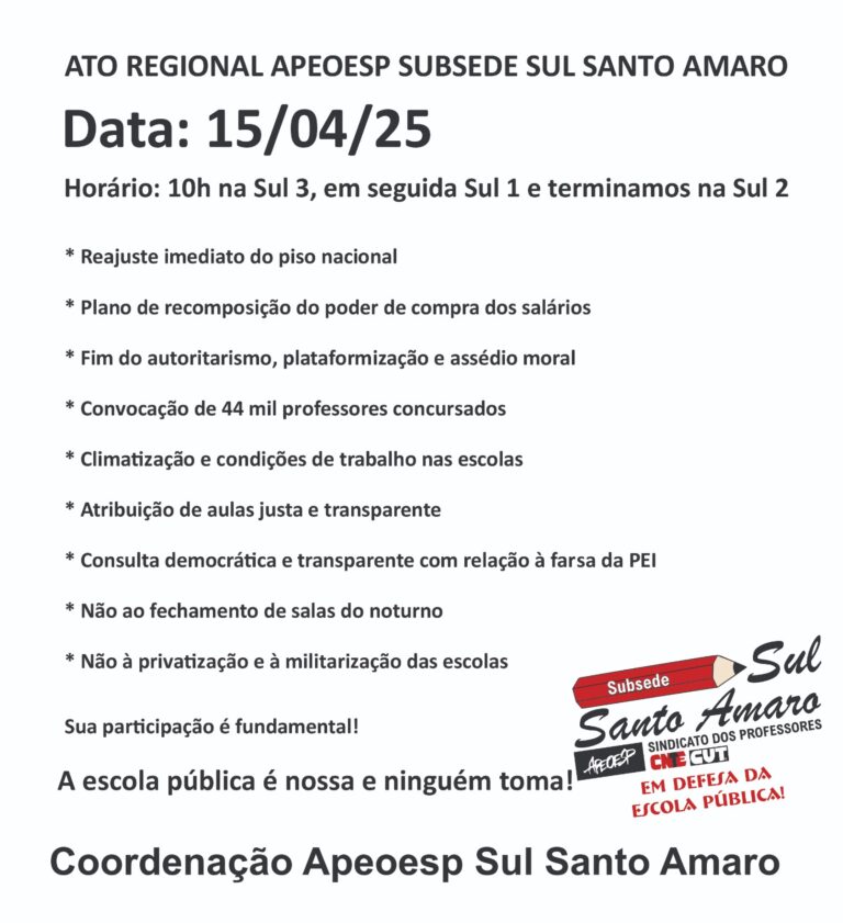 Ato Regional APEOESP Subsede Sul Santo Amaro