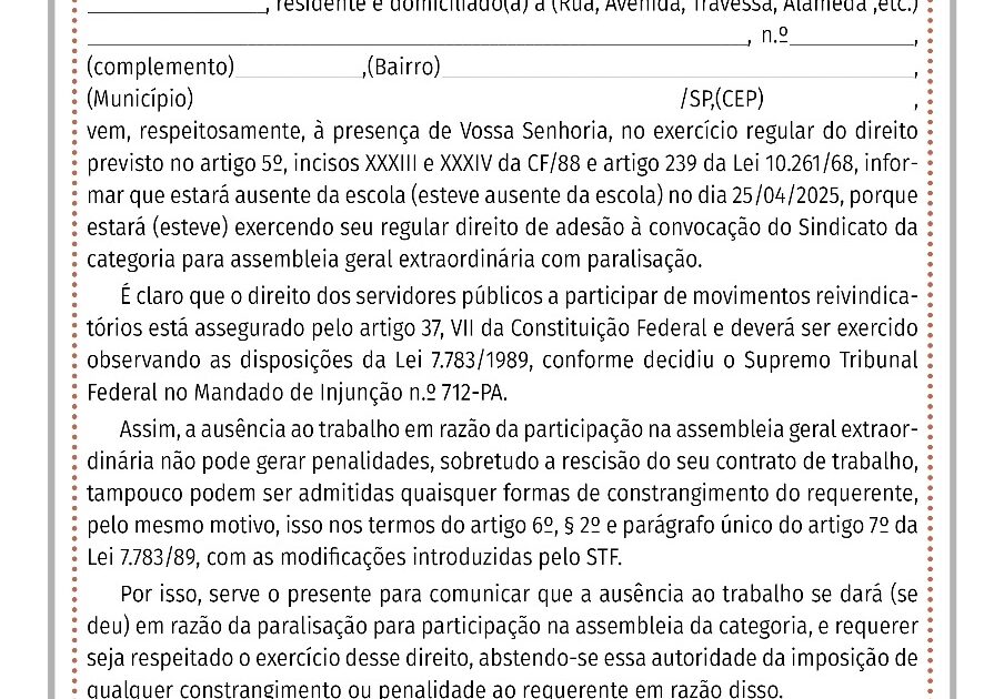 Protocole o requerimento abaixo para a sua paralisação amanhã dia 25/04/25, às 16h no MASP