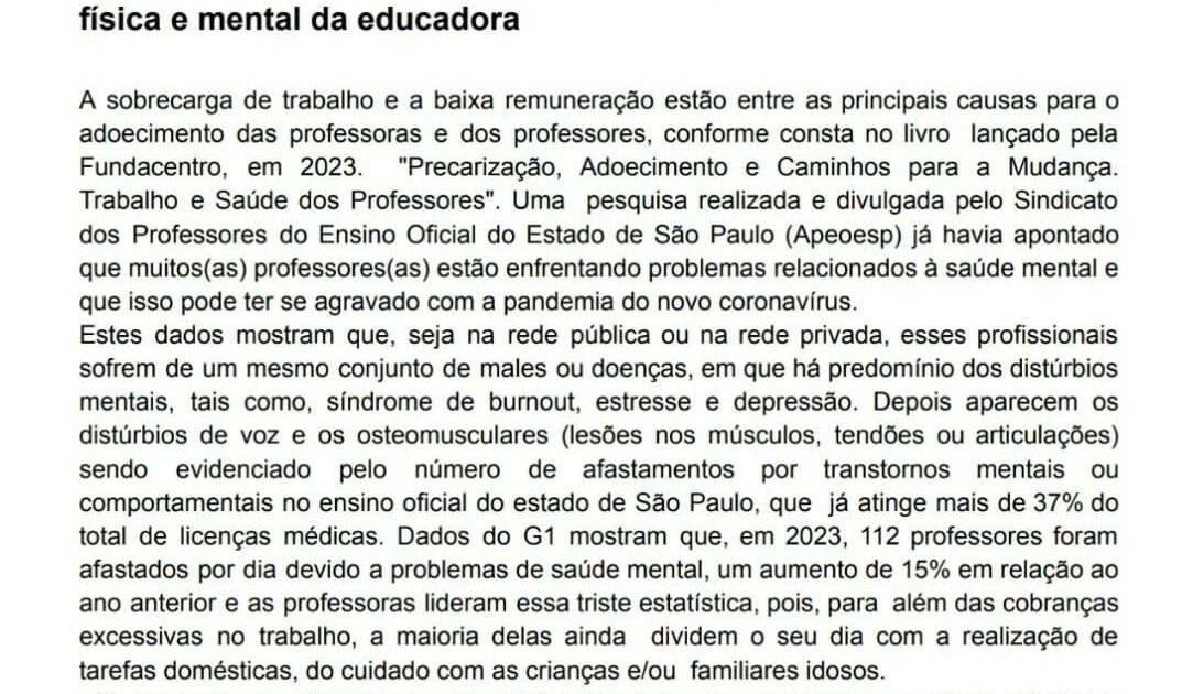 Entre a lousa, a tecnologia e o cuidado: a saúde física e mental da educadora