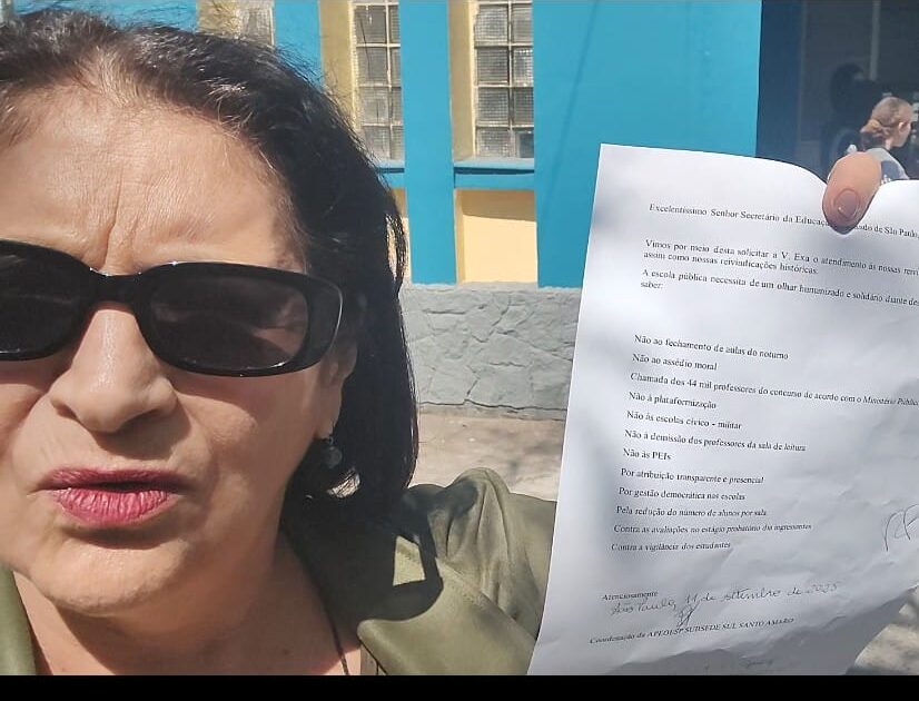 APEOESP SUBSEDE SUL SANTO protocola pauta de reivindicações junto ao secretário de educação do Estado de São Paulo, Feder, numa escola da Zona Sul , na manhã de 11 de setembro de 2025.